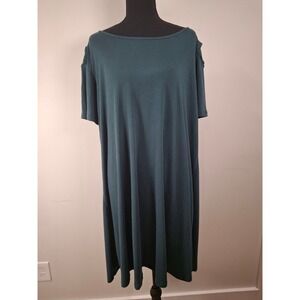 Vibe Sportswear Womens 3X Teal Cold Shoulder Lattice Shift TShirt Dress JKD8226X